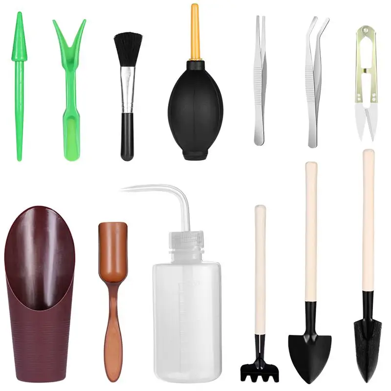 

BESTOMZ 13PCS Practical Durable Mini Plant Care Kits Transplanting Set Hand Tool for Succulent Plants Bonsai Plants Gardening