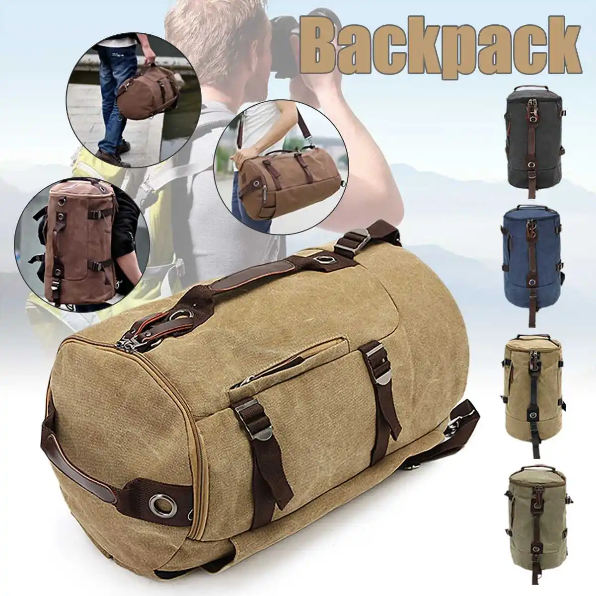 

46*27*27cm Large Capacity Man Travel Bag Mountaineering Backpack Men Bags Canvas Bucket Shoulder Backpack