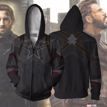 

2019 autumn new men's hoodie infinite battle - Captain America 3D creative print hoodie casual sweatshirt zipper hoodie