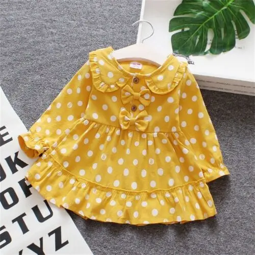

Toddler Kid Baby Girls Long Sleeve Dress Ruffles Dot Party Holiday Dresses For Girls Autumn Spring Clothing Baby Girl Costumes