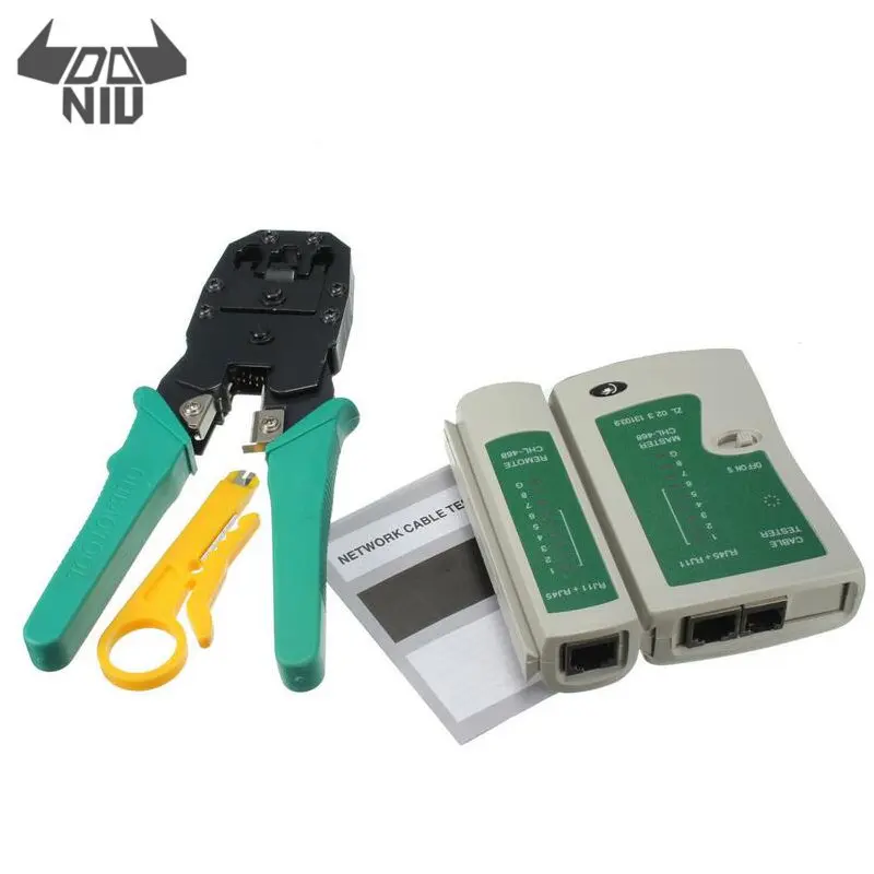

DANIU 3Pcs Wire Plier Stripping Crimping Network Cable Crimper with Professional RJ45 RJ11 RJ12 CAT5 UTP LAN Cable Tester