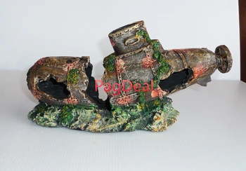 

Hotsale Aquarium Decoration Ruin Ship Wreck Submarine L30cm Water Plant Fish Tank Ornament free shipping