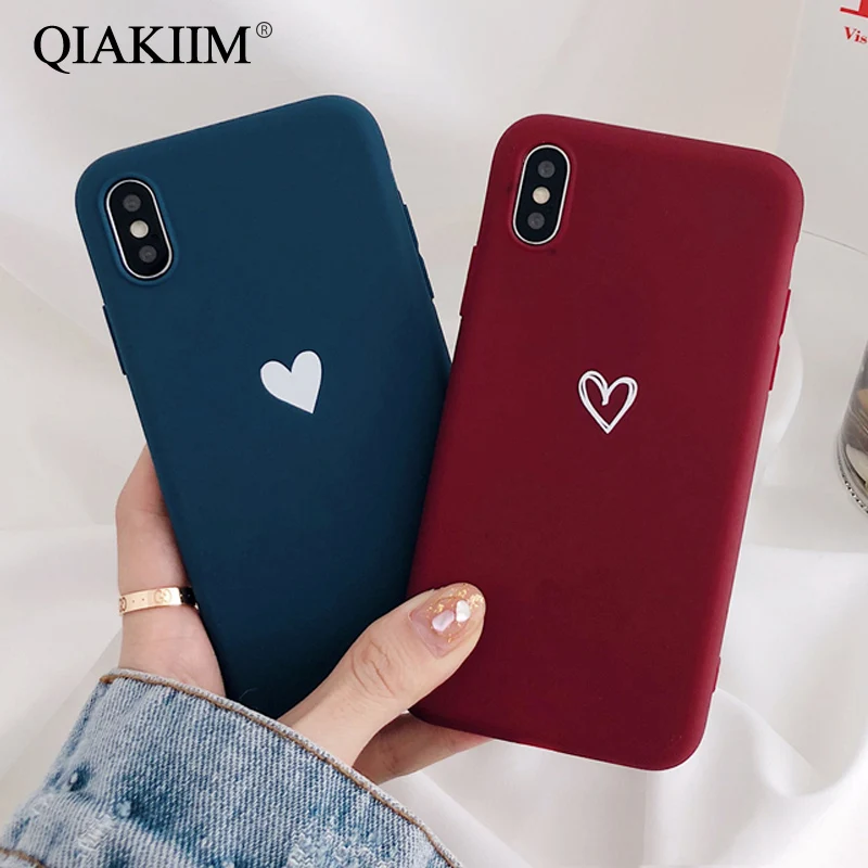 Matte phone cases for iphone X XR XS XS Max love heart