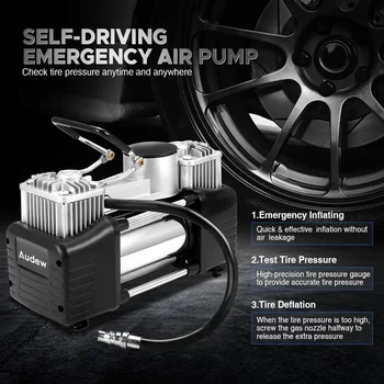

Car Tire Tyre Inflator 12V 150PSI 150W Heavy Double Cylinder Air Pump Compressor Allow use 3pcs Inflatable Adapters Convent