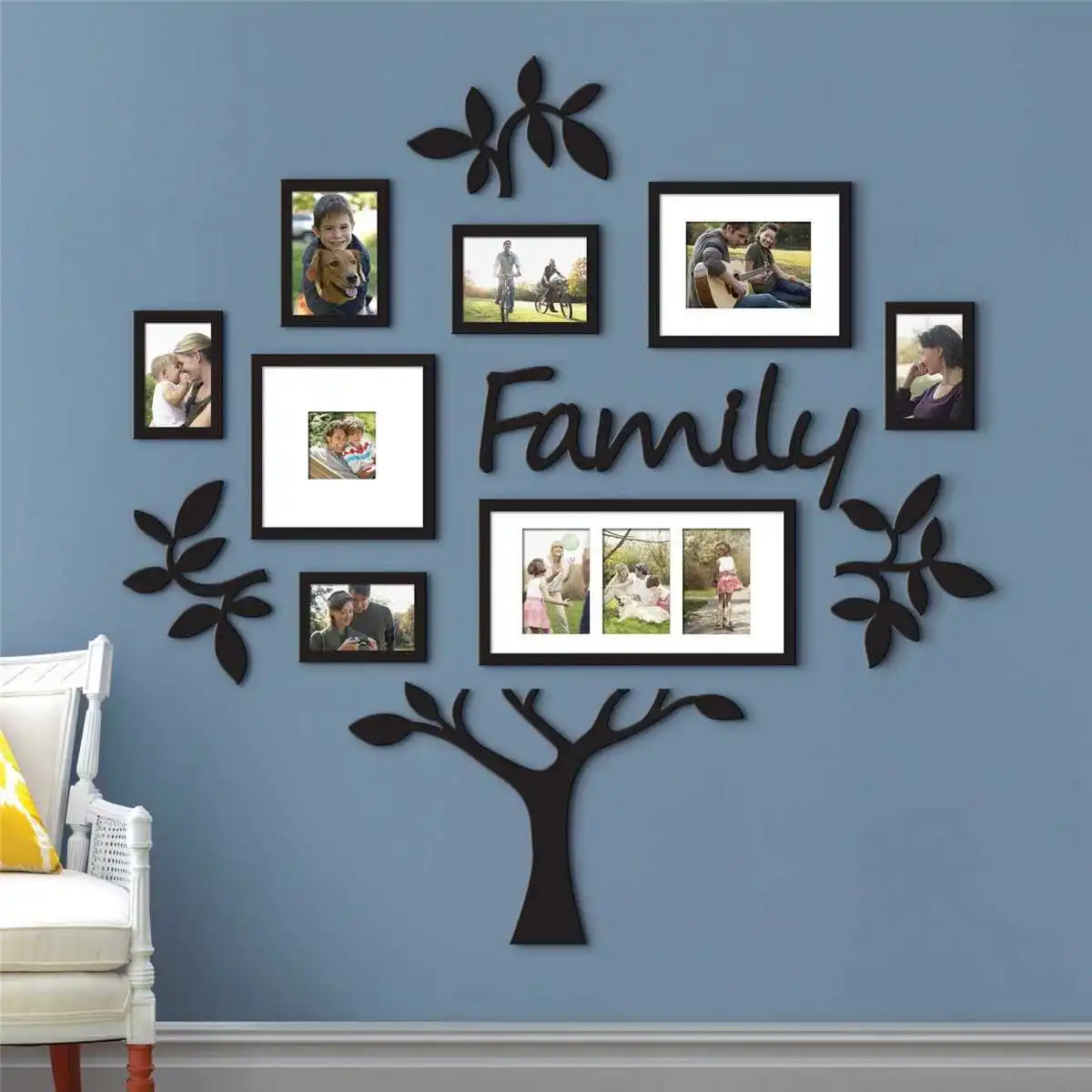 Family Tree Picture Frames Wall Decor Decal Mural Wallpaper Peel and Stick Multi