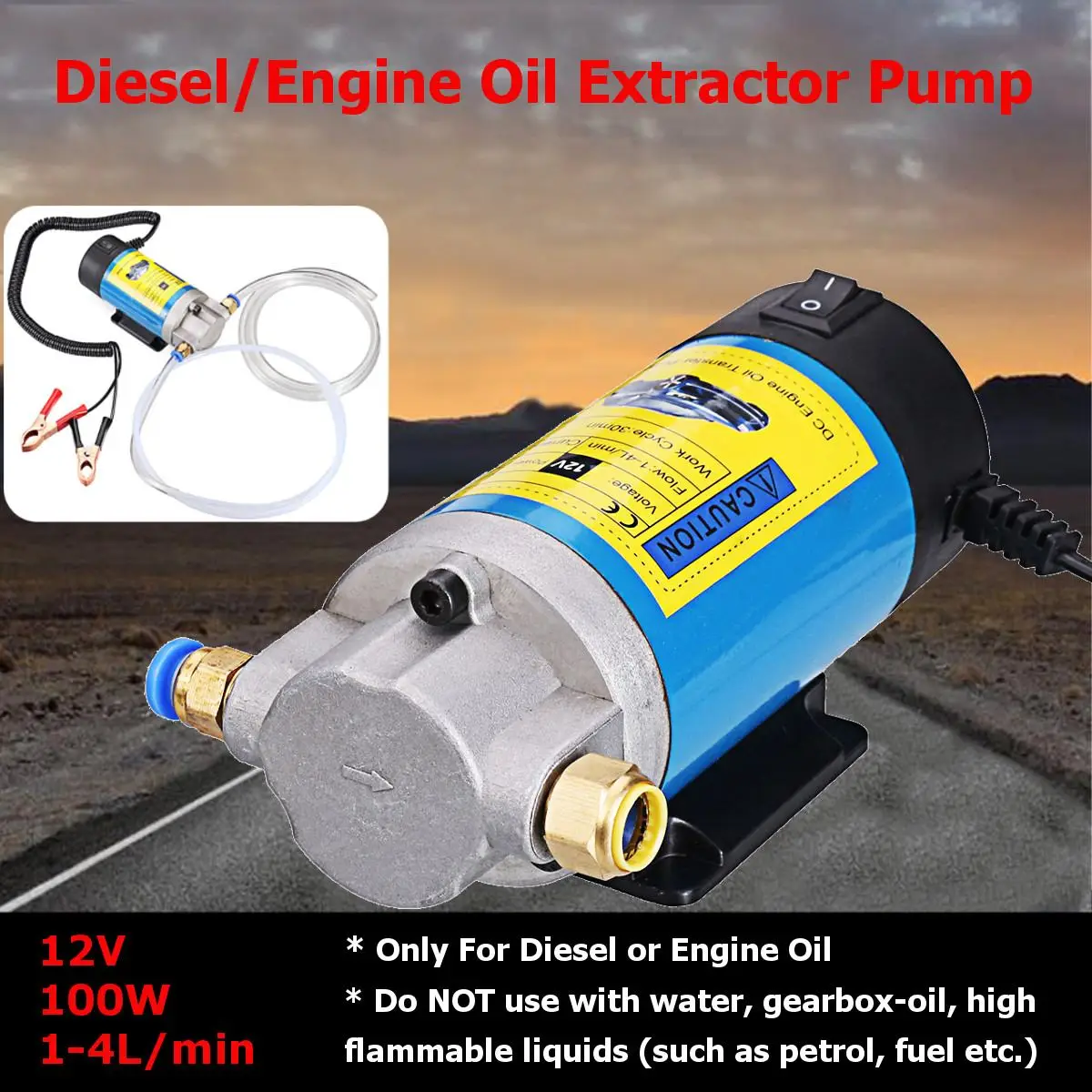 

Oil Diesel Fuel Fluid Extractor Electric Transfer Scavenge Suction Pump 5A 12V 100W 1-4L/min