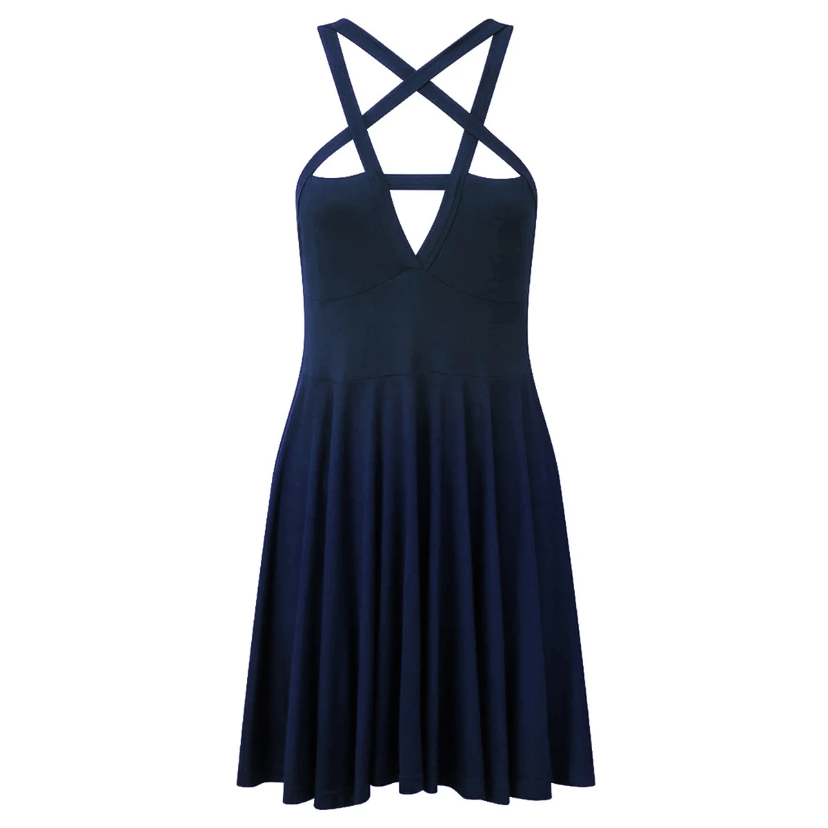 Ladies Beach Short Dress Woman Star Hollow Out Strap Bandage Off Shoulder Backless Solid Mini Dress 2019 Summer Women Dresses