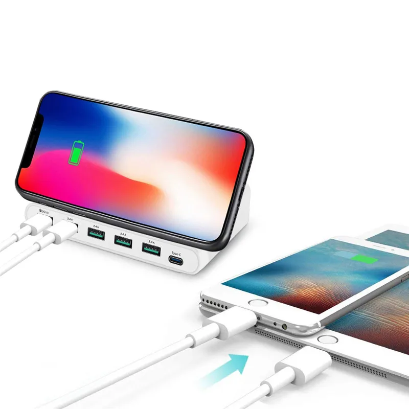 Цена USLION 60 Вт Qi Беспроводное зарядное устройство для Iphone X XS MAX Мульти font b USB b font Cargador Movil Quick Charge 3,0 быстрое зарядное устройство для samsung S10 S9 S8