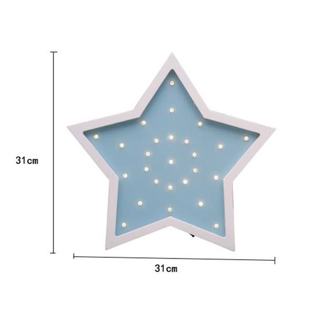 Творчески звезда Форма деревянный светодиодный ночной Светильник для девочек Спальня магазин романтическая лампа Декор ночной Светильник s