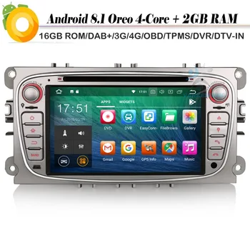 

DAB+ Quad Core Android 8.1 Autoradio Bluetooth Sat Navi WiFi 4G GPS CD BT DVR OBD Car Radio Player for FORD Focus Galaxy S-Max