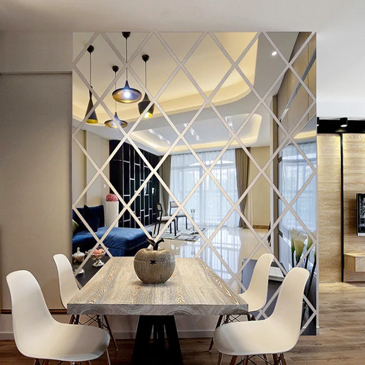 

Modern Geometry Rhombus DIY Acrylic Mirror Wall Sticker Decal Home Room Decor