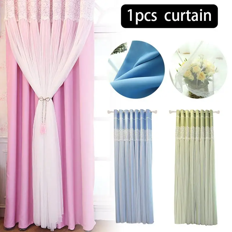 

Nordic Style Romantic Decorative Bay Window Curtain Double-Layer Gauze Curtains Shading Embroider Simple Modern Bedroom