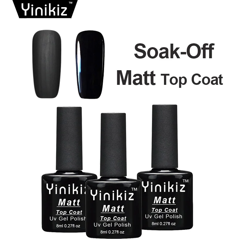 Yinikiz Black Matt Varnish Nail Art Matte Top Coat Nail Gel Polish