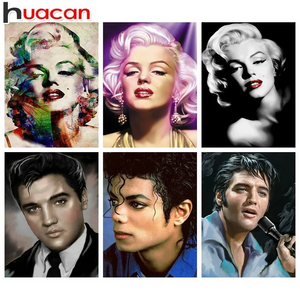 

Huacan Diamond Painting Portrait Cross Stitch Kits Diamond Embroidery Marilyn Monroe Home Decoration Diamond Mosaic Beading Gift