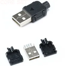 Горячее предложение 10 шт. Тип Мощность Разъём a USB плоский супер мягкий кабель 4-контактный разъем с черной Пластик крышка