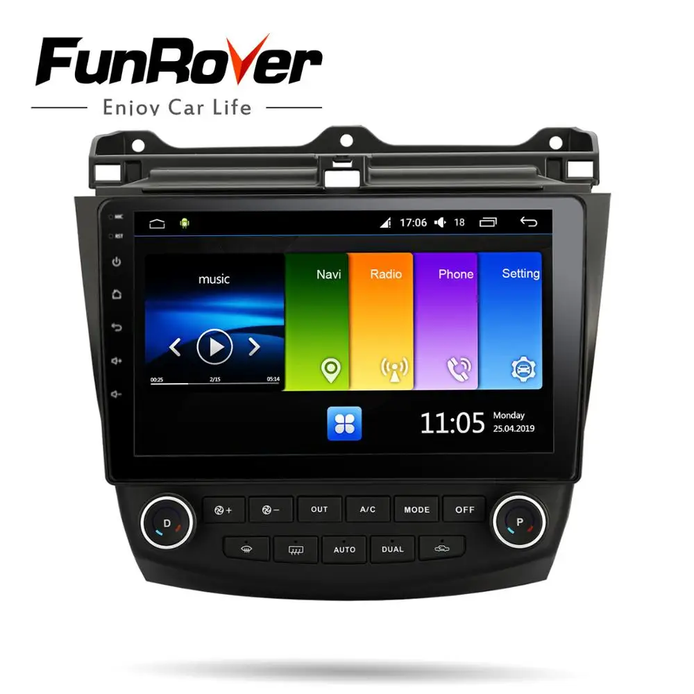  FUNROVER 2.5D+IPS android 9.0 car radio player dvd For Honda Accord 7 2003-2007 car dvd multimedia 