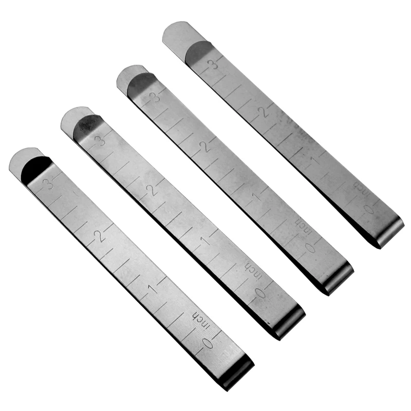 

4pcs Metal Sewing Crimping Clip Stainless Steel Hemming Clips With Built-in Ruler Cloth Measurement Ruler DIY Sewing Tool