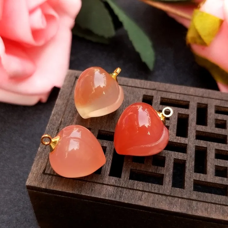 

one pieces loose beads RED AGATE PEACH SHAPE PENDANT 17MM for DIY jewelry making FPPJ wholesale