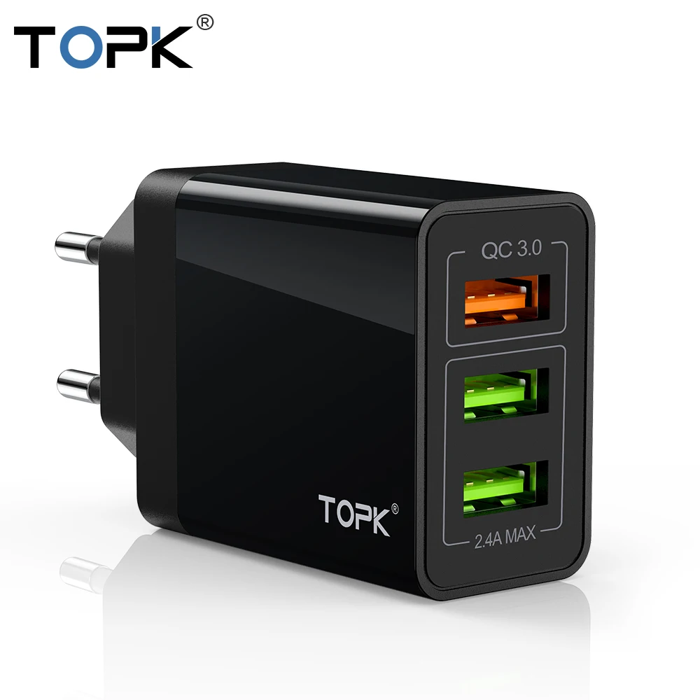 TOPK B348Q быстрое зарядное устройство QC3.0 USB для путешествий EU телефона iPhone samsung Xiaomi