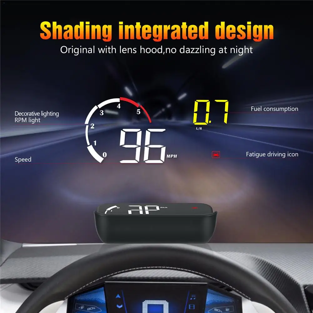 M10 автомобиль OBD2 HUD Дисплей Цифровой спидометр лобовое стекло проектор