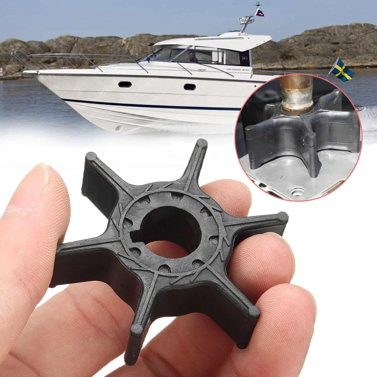 

Outboard Motors 63V-44352-01-00 Water Pump Impeller Black Rubber 6 Blades For Yamaha 2-stroke and 4 stroke for Sierra 18-3040
