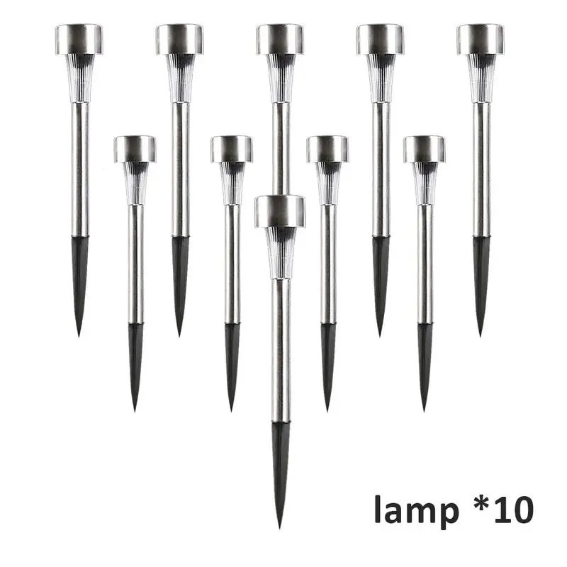 

10pcs/lot Stainless Steel + ABS LED Solar Lawn Light Outdoor IP65 Waterproof Garden Decorative Solar Power Lamp