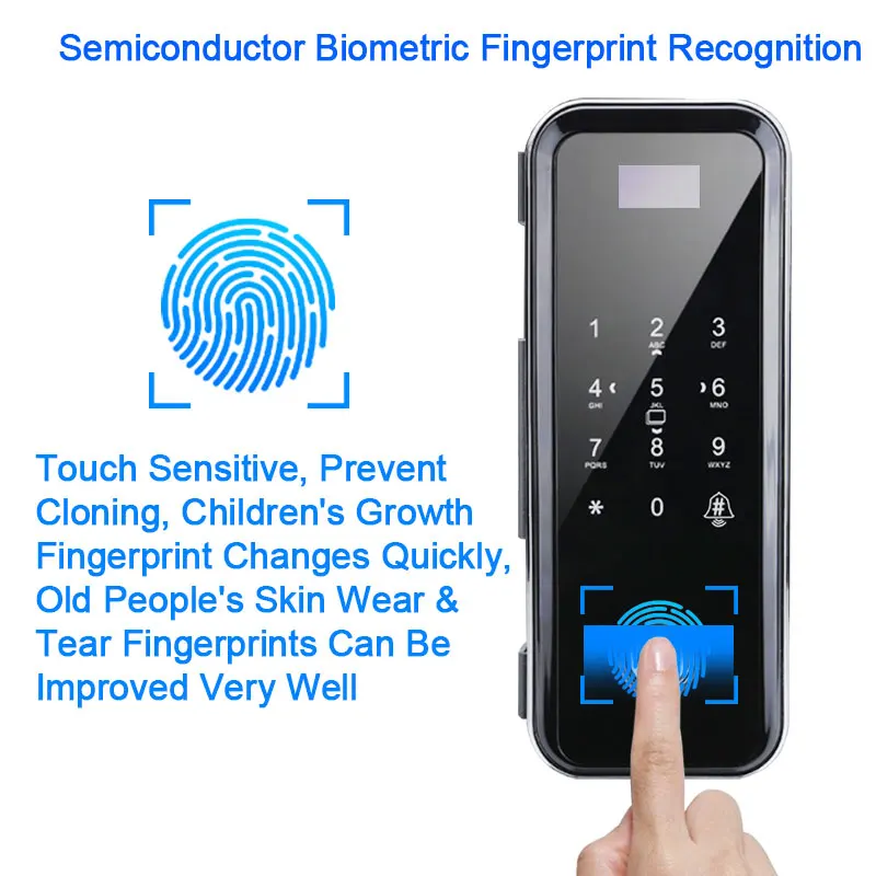 Digital Door Lock Glass Door Lock Electric With Touch Fingerprint Keypad Smart Card Remote Control Office Home electronic Lock