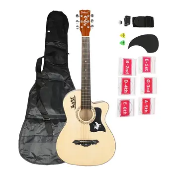 

DK-38C Basswood Guitar Bag Straps Picks LCD Tuner Pickguard String Set Wood Color