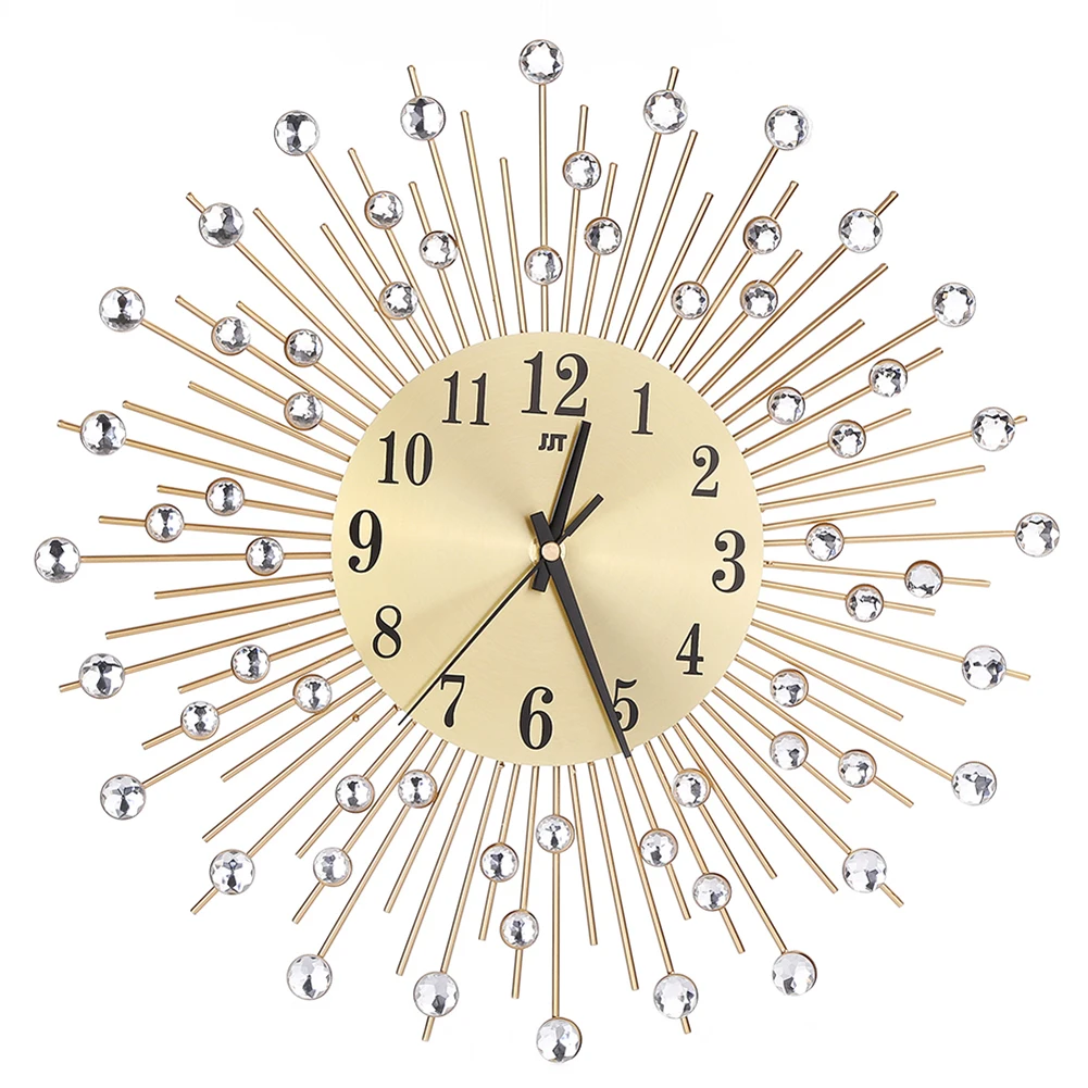Reloj de pared de Metal más diamante arte de hierro con incrustaciones de diamante flor sala de estar dormitorio silencio Reloj de pared decoración del hogar Reloj de pared de Metal más diamante arte de hierro con incrustaciones de diamante flor sala de estar dormitorio silencio Reloj de pared decoración del hogar