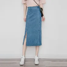 Сезон весна-лето; модная женская винтажная джинсовая юбка с высокой талией; цвет синий, черный; облегающие женские прямые юбки