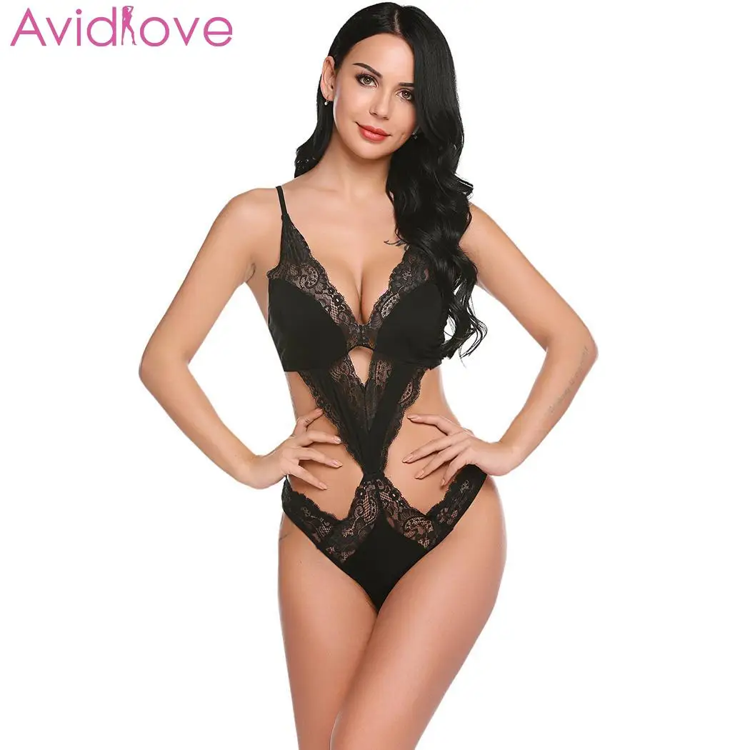 Пижамы Avidlove Badydoll, женское сексуальное нижнее белье, платье Babydoll, кружевная Лоскутная одежда для сна с стринги