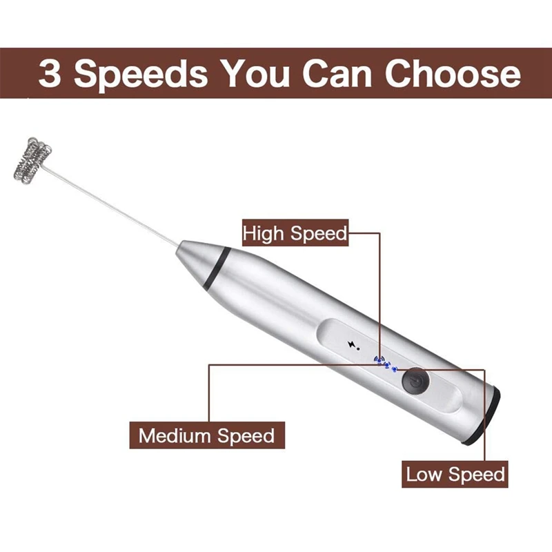 USB Datenkabel Milchaufschäumer Elektrisch 3-Speed Schaum Schneebesen Mixer Hand