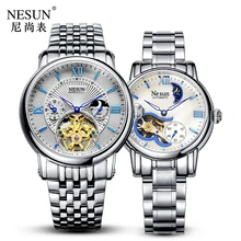 Switzerland Nesun Hollow Tourbillon Watch Men & Women Luxury Brand Automatic Mechanical Couple's Watches Sapphire Clock N9091L switzerland nesun watch men luxury brand automatic mechanical men watches sapphire relogio masculino luminous waterproof