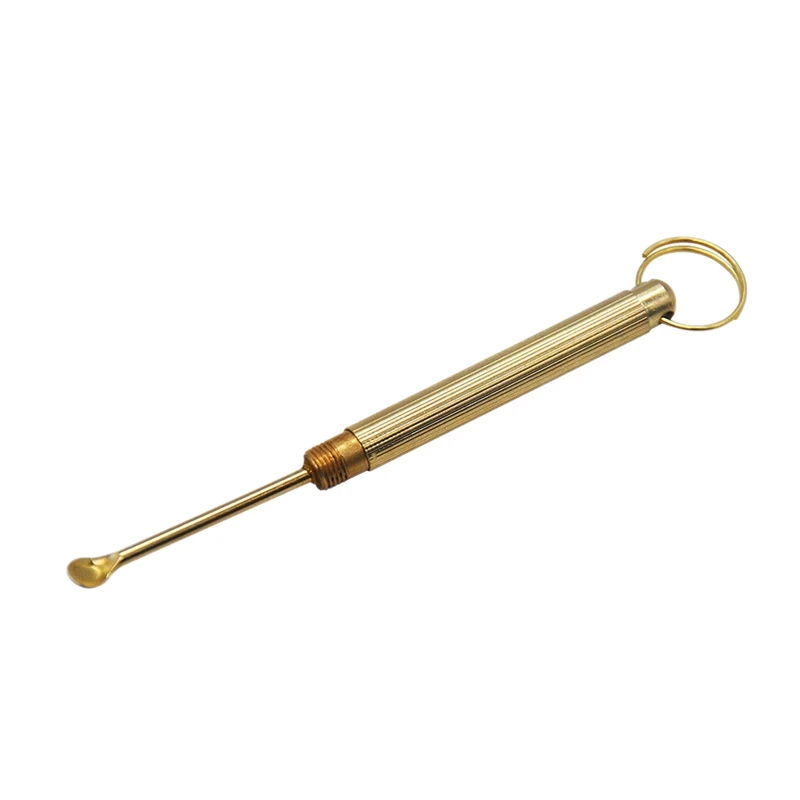 Gold Copper Snuff Spoon Sniffer Snorter Powder Hoover Hooteer Metal Tobacco Pipe Shovel Key Chain Pocket Size |
