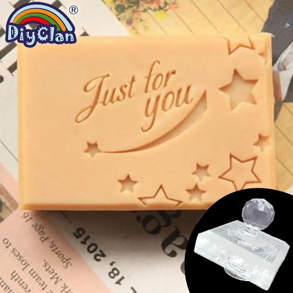 

Cute Just For You Handmade Soap Making Stamp Star Clear Natural Organic Stamps Glass Meteor Pattern Soap Seal Acrylic Chapters