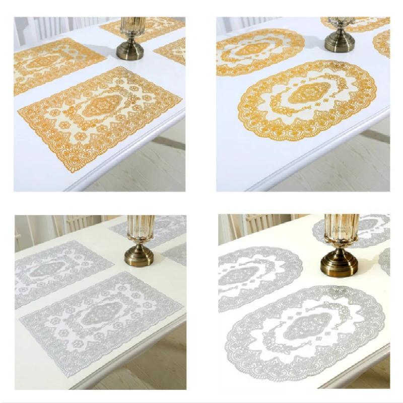 

4Pieces Food Pad Pvc Tableware Mat Coaster Bowls And Plates Pad Heat Insulation Pad Non-slip Environmental Protection Tablecloth