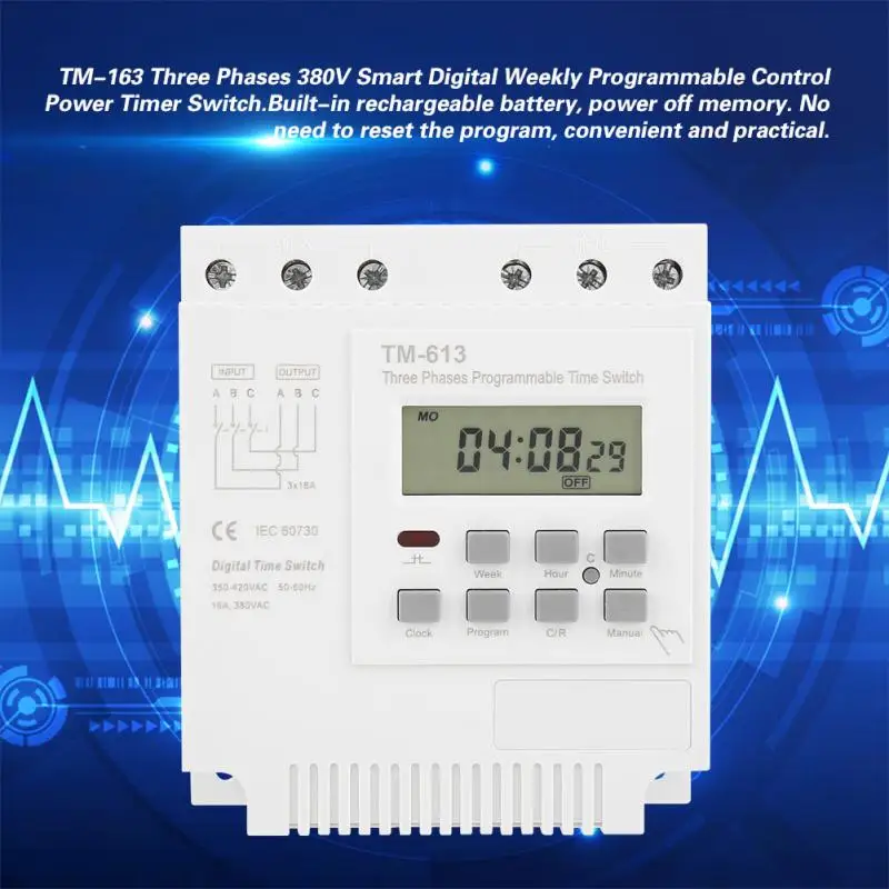 TM 163 программируемый реле времени 3 фазы 380V Цифровой микрокомпьютер Управление