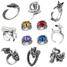 Anillo Punk Vintage con diseño de Animal para hombre, conejo, pulpo, dragón, garra, ciervo, gato, anillos para mujer, joyería gótica de motorista, regalo de Navidad, Anel