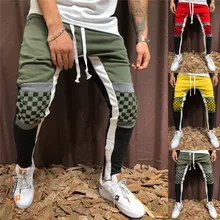 Для мужчин Slim Fit Jogger тренажерный зал спортивные брюки Бодибилдинг бег трек гонки плед мотобрюки Sweatpant