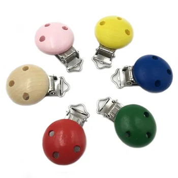 

2 Pcs Metal Wooden Baby Pacifier Clip Holders Cute Infant Soother Clasps Holders Accessories DIY Tool