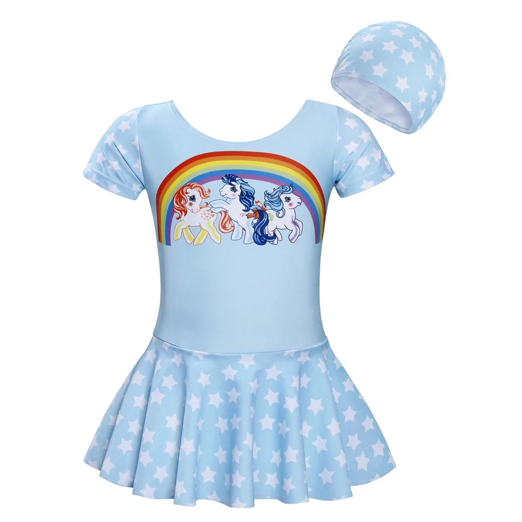 AmzBarley Unicorn Rainbow Girls 2 Pieces Swimsuit Swimwear Kids Bathing