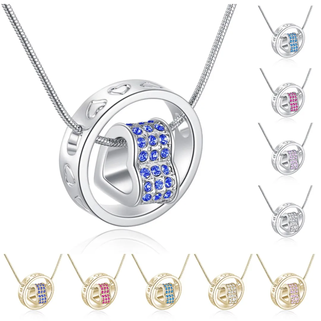 

Women Silver Gold Color Heart Austrian Crystal Pendant Necklace Fashion Charm Valentine Gift For Lover Shellhard Copper Jewelry