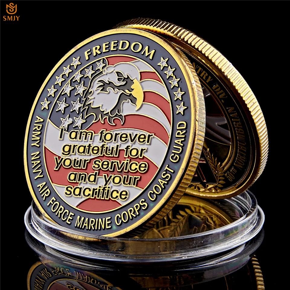 5 шт. ВМС США ВВС Армия USMC береговой охраны Орел Позолоченные цветные на военную тематику коллекция металлических монет