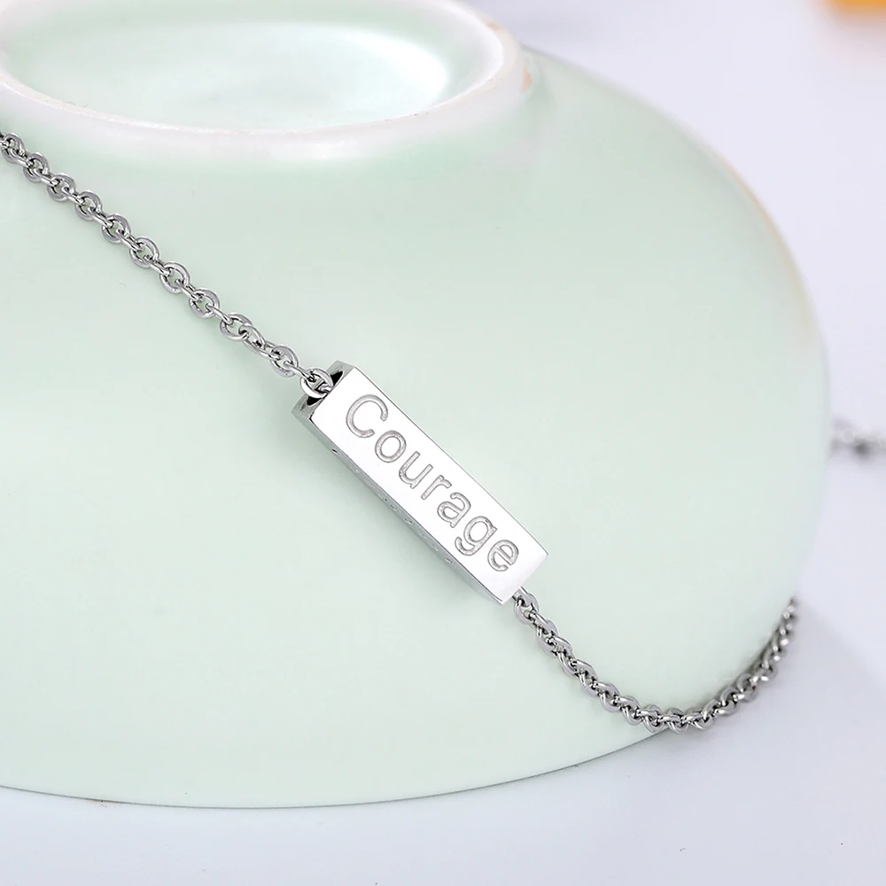 

Jebwmn 2019 Anklet Chain With Tube Anklet Bracelet New Fashion Jewelry On The Leg For Women Luck Wisdom Courage Belief Stainle