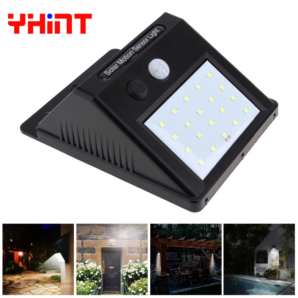 

20led Outdoor Solar Sensor LED wall Light, PIR Motion Sensor Detection Range With Dusk to Dawn Dark Sensing Auto On/Off Function