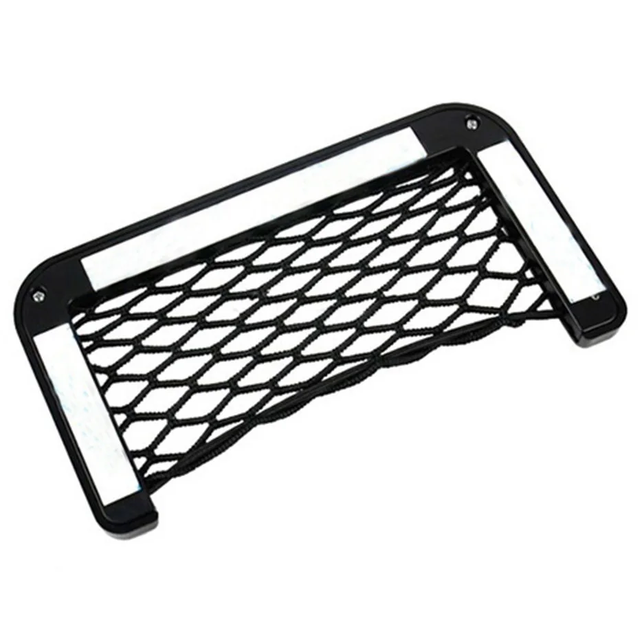 

Hot sale-Universal Car Seat Side Back Storage Net Bag Phone Holder Pocket Black