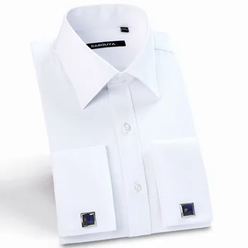 

Mens Luxury French Cuff Solid Dress Shirts Spread Collar Long Sleeve Regular Fit Formal Business Twill Shirt with Cufflinks