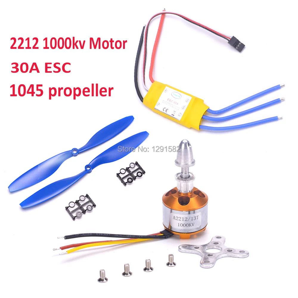 

High Quality A2212 2212 1000KV Brushless Motor w/30A Brushless ESC and 1 Pair 1045 Propeller for F450 F550 Quadcopter FPV Part