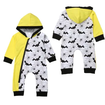 

0-2T Baby girl Boy Hooded Jumpsuit Cotton Romper Cartoon Patchwork Rompers Neworn Boy Clothes Casual Outfits
