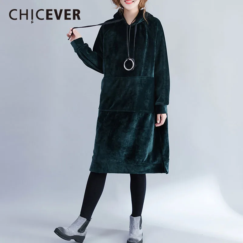 CHICEVER зимняя бархатная толстовка женские толстовки с длинным рукавом топы